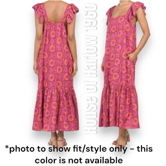 House of Harlow 1960 Molly Ivory Maxi Dress Boho Prairie Printed Women’s Small - Picture 4 of 10